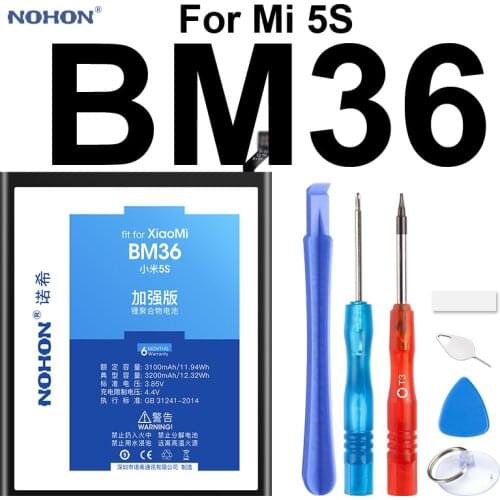 Nohon Battery For Xiaomi Mi 5S BM36 built-in High Capacity 2930-3030mAh Li-polymer Bateria Repair Tools For Xiaomi Mi 5S Battery