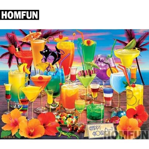HOMFUN Full Square/Round Drill 5D DIY Diamond Painting "Holiday drink" 3D Embroidery Cross Stitch 5D Home Decor A00893