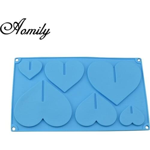 Aomily Love Heart Lollipop Chocolate Mold DIY Bakeware Silicone 3D Handmade Pop Sucker Sticks Lolly Candy Mold with Stick Shape