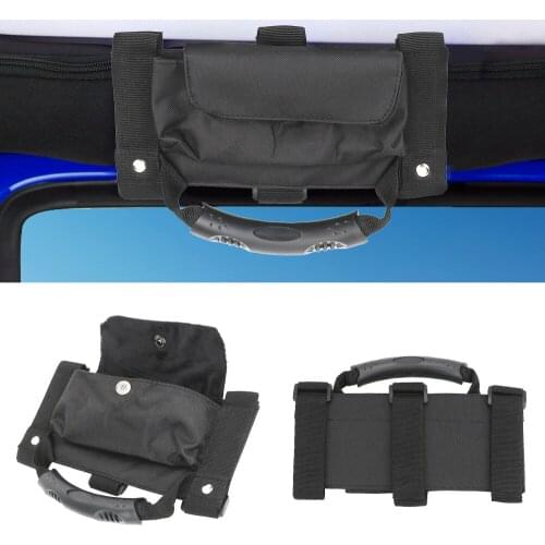 Car Roll Bar Grab Handle Storage Bag Armrest Pouch Bag with Sunglasses Holder for Jeep Wrangler CJ TJ JK JL Car Accessories