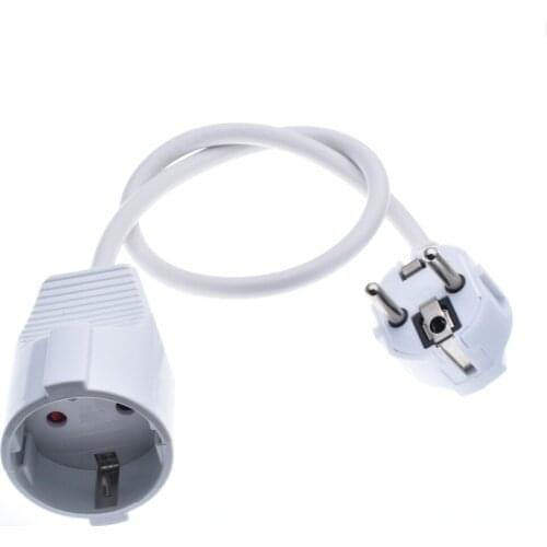 White EU European Power Extension Cord,Germany Male to Female Power Extension Cord Cable for PC Computer PDU UPS 0.5M