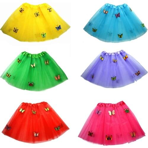 Child Girl Butterfly Skirts Tutu 3 Layer Short Tulle Tutu Ball Gown Pettiskirt Birthday Gift Party Clothes Dance Wear 2-7 Year