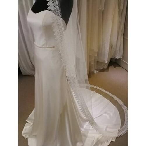 Cathedral veil, bridal white lace veil, wedding tulle veil, ivory veil, single layer lace veil