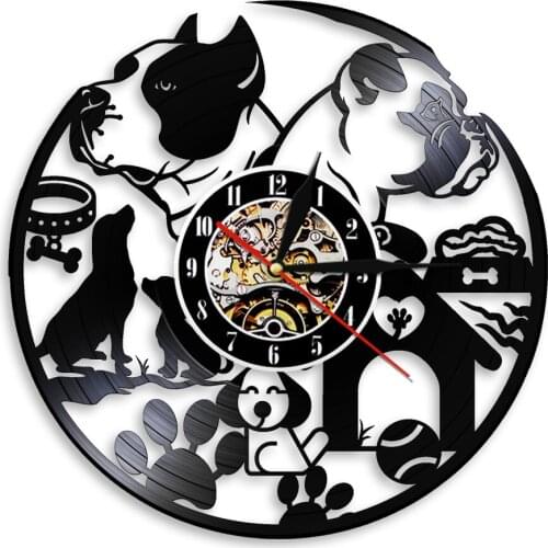 French Bulldog House Pet Vinyl Record Wall Clock Modern Design Home Decor Wall Watch Pet Dog Puppy Animal For Dog Lover Gift