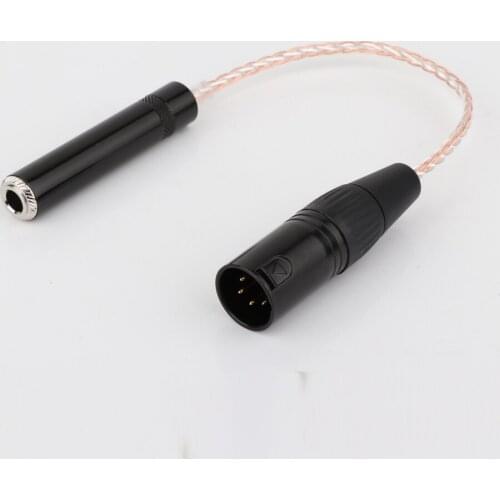 Hi-end 8 cores Single Crystal Copper 4-Pin XLR Male Balanced to 6.35mm 1/4 Female hifi Audio Adapter Cable