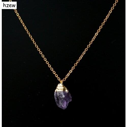 Hzew Hot Sale Crystal Druzy Quartz Vintage Necklace Women Fashion Rough Natural Stone Pendant Necklaces