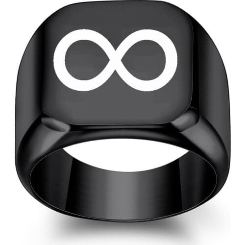 HNSP Square Stainless Steel Virgin Hand Bergamot Signet Ring For Men Male Hip Hop Punk Jewelry Gold Black Silver Color