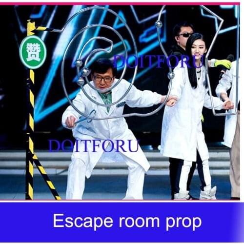 Room escape game puzzle Cross fire prop keep the metal ring crossing track to unlock anti-cheating Iron ring slideway