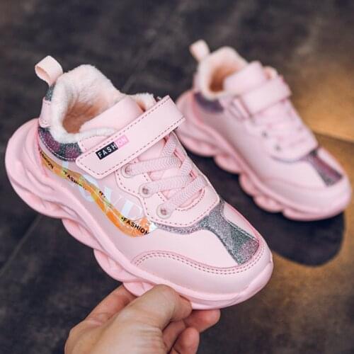 Winter Sneakers Girls Shoes Waterproof Kids Running Shoes Children Sport Shoes Tenis Infantil Basket Fur Warm Chaussure Enfant