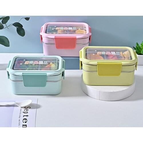 Stainless Steel Lunch Box Double-Layer Bento Box Student Office Worker Outdoor Travel Camping Portable Lunch Box Food Container