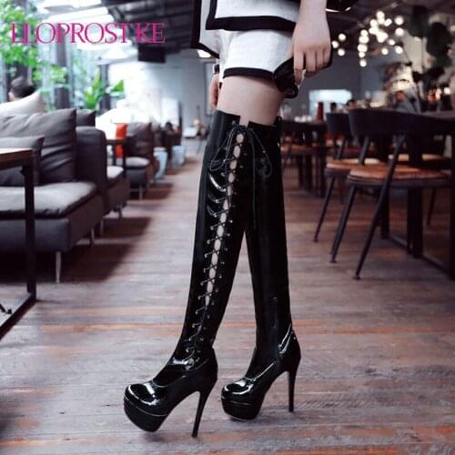 Lloprost ke Female Fashion Sexy Over The Knee Round Toe Thin High Heel Solid Boots Women Winter Designer Casual Shoes Woman