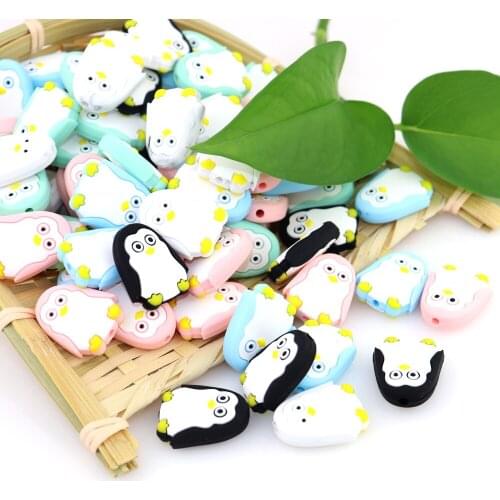 Cute Penguin Teether Beads Baby Chewable Teether Teething Beads For Handmaking DIY Jewelry Gift Toy Newborn Gift For Nursing