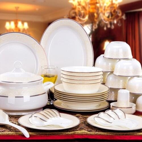 Fashion Dishes Set 56 Pieces Porcelain Tableware Sets Dishes Korean Ceramic Dinnerware Sets Gifts Household Dinnerware Utensils