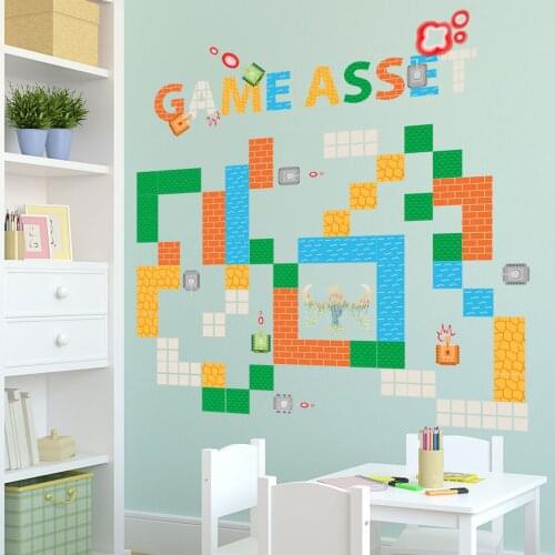 Cartoon Square Game Wall Stickers Kids Room Nursery Wall Decoration Creative Living Room Bedroom Decor DIY Vinyl Floor Stickers