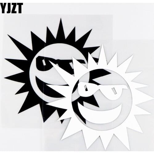 YJZT 15.3X15CM Vinyl Car Sticker Declas Mischievous Sun Smile Funny Car Window Decor Black / Silver 10A-0230