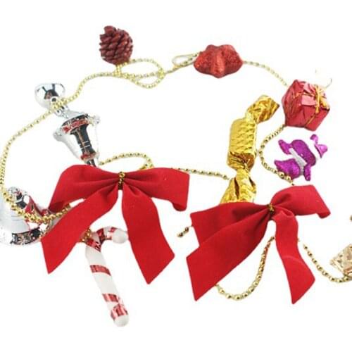 New Christmas Decoration Santa Claus Snowflake Pendants Beads Chain Bow Xmas Tree Hanging Ornaments New Year Decor