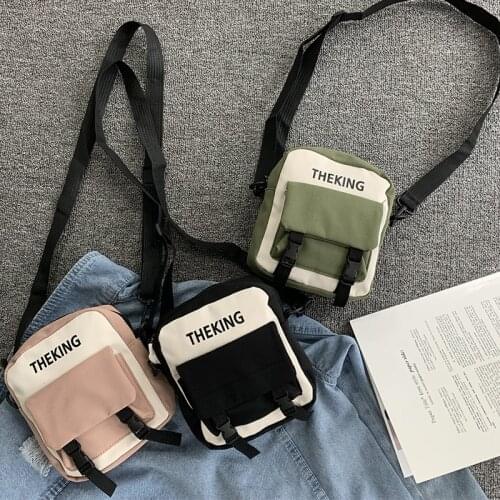 New Canvas Crossbody Bags for Women Korea Small Shoulder Bag Cute Girls Student Mini Messenger Bag Purse Phone Bag Handbag