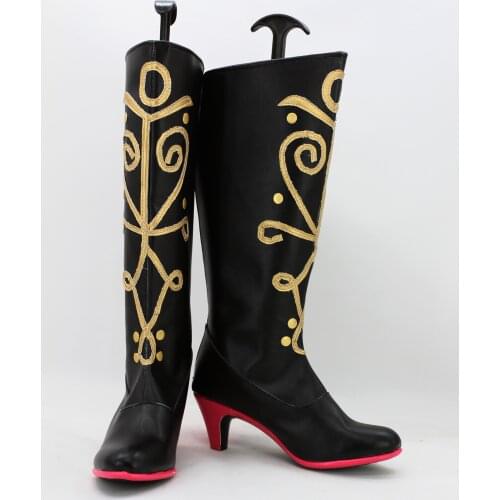 The princess Cosplay Anna Cosplay Shoes Black Fancy Boots Customized European Size For Women Girls Halloween Carnival Party