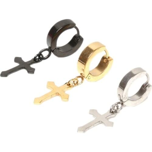 Charming Jewelry Accessories Size 4*9mm Cross Shaped Titanium Steel Woman Ear Clip