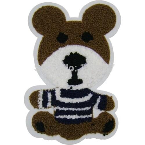 Wholesale fashion towel patch sew on embroidery label DIY BEAR patches for sweater jacket sportwear TP-010