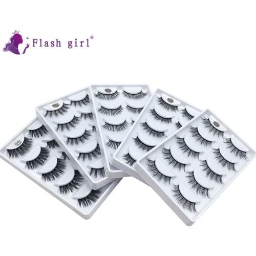 Wholesale 5 Pairs Natural Long False Eyelashes Handmade Wispy Eye Lashes Cruelty Free Thick Eyelashes With Package F810-F850