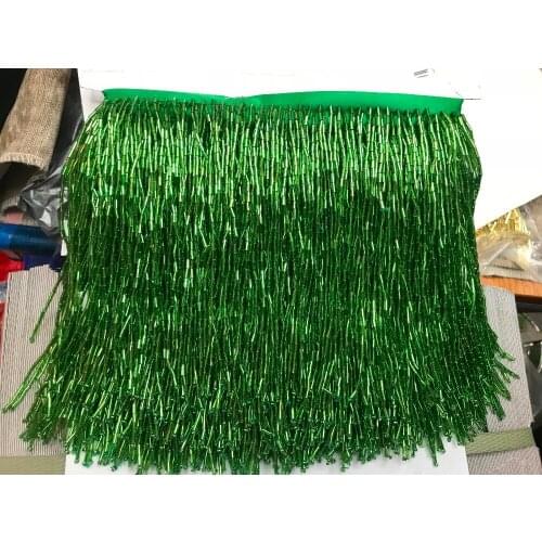 Gold color Handmade 15cm wide beaded fringe trimming,5.5yard, about 270 beads threads/yard