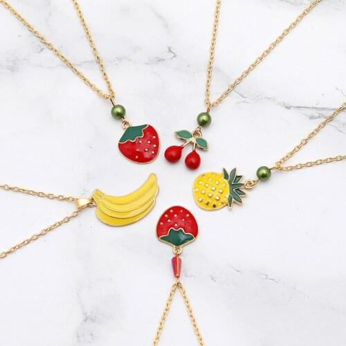 Cartoon Fruit Series Strawberry Banana Pineapple Cherry Pendant Necklace Love Woman Mother Girl Gift Wedding Blessing Jewelry