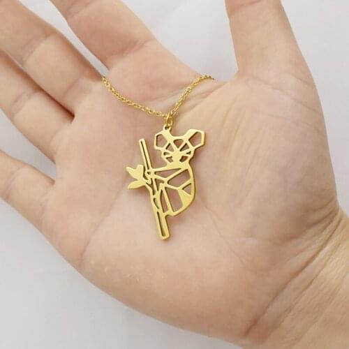 Cute Koala Bear Charm Necklaces for Women Stainless Steel Jewelry Australian Animal Collar Necklaces Friends Couple Gift