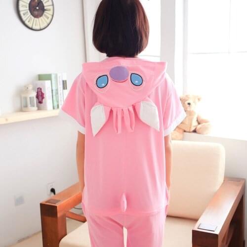 Animal Stitch Pajamas Kigurumi Adult Pyjama Family Pajama Sets Women Men Summer Cotton Hoodie Mom Daughter Onesies Sleepwear