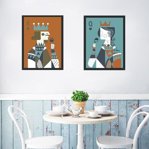 Poker Playing Card K Q Canvas Painting Oil Painting Family Bedroom Living Room Decorative Wall Hanging Painting Wall Art Canvas