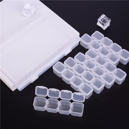Clear new Storage Case Nail Glitter 28 Grids Crystal Beads Empty Nail Art Rhinestone Accessories Container Nail Tool