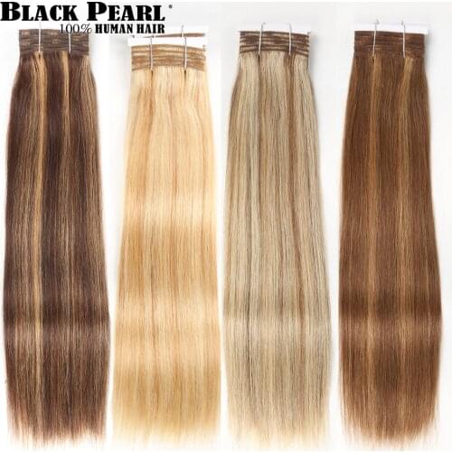 Black Pearl Remy Brazilian Silky Straight Human Hair Bundles P4/27 color 1 PC Balayage Brown Blonde Red Human Hair Extensions