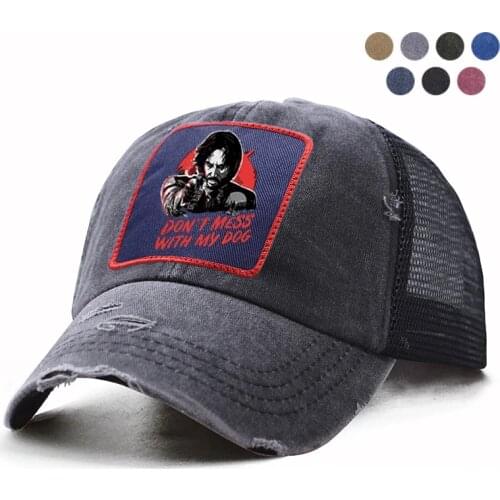 Mesh Cap Baseball Caps John Wick moive Don't Mess With My Dog Men Women Trucker Low Crown Bone Cowboy Hats Tactical Snapback Hat
