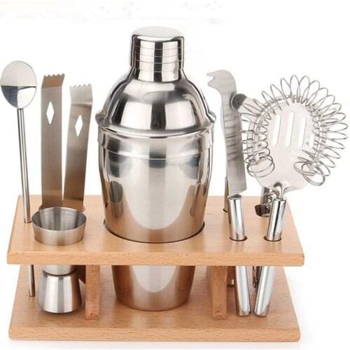 8pcs/set 250/350/550/750ML Stainless Steel Martini Cocktail Shaker Jigger Mixer Spoon Strainer Ice Tong Bartender Kit Bar Tools