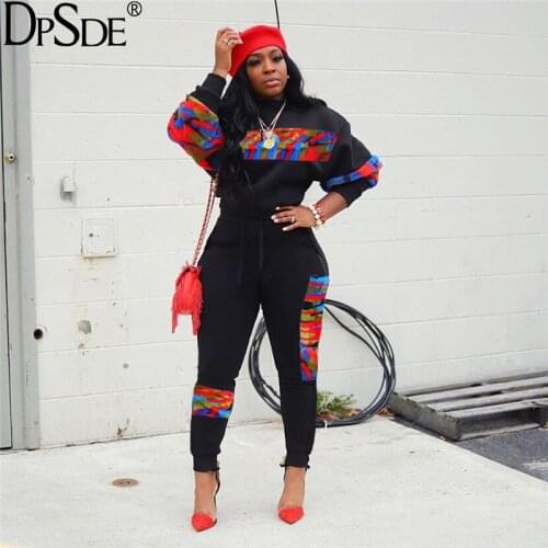 DPSDE Black Gray Sports Running Warm Two Pieces Set New 2020 Full Sleeve Streetwear Casual Top Autumn Women The Gym Tracksuit