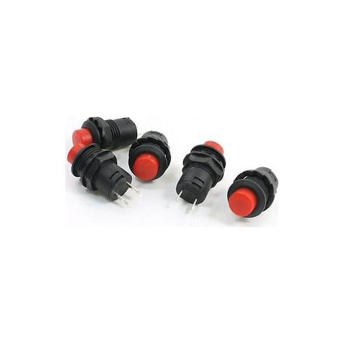 SPST 2 Pin Panel Mount Momentary Push Button Switch Red Black