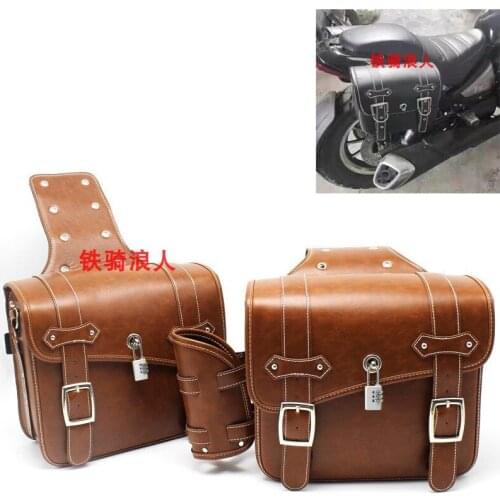 Saddlebags for Motorcycle Waterproof PU Leather Tool Bags With Lock High-capacity Simple Installation Durable and Wear-resistant