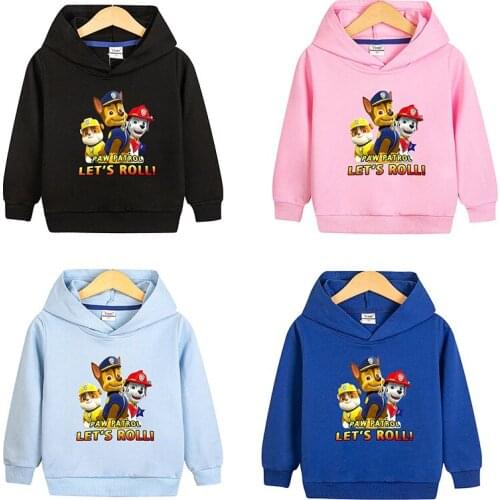 Kid Boys Girls Paw Patrol Hoodie Green Hooded Sweater 2021 Spring Autumn New Cotton Top Trend Cartoon Anime Figures Clothings