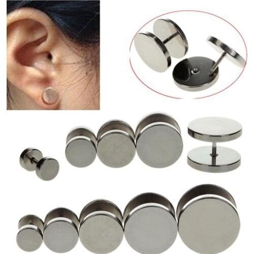 PINKSEE 10Pcs 6-14MM Stainless Steel Double Flare Fake Cheater Ear Tunnels Plugs Earlets Body Piercing Jewelry