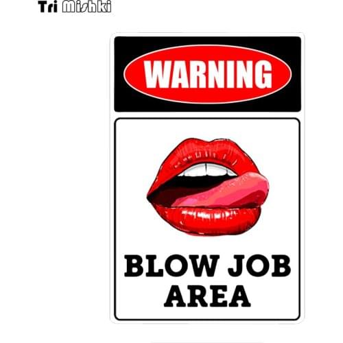 Tri Mishki TRL055 13*19.6cm Warning Blow job area lip tougue car sticker funny colorful auto automobile decals