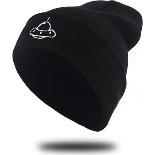 UFO beanie hat embroidery soft warm knitted hats for autumn winter hip hop beanies new fashion cap high quality