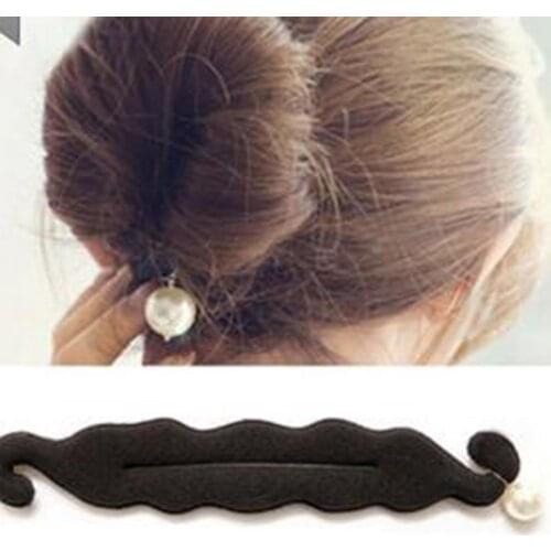 Women Faux Pearl Sponge Disk Hair Clip Donut Quick Messy Bun Updo Hairstyle Tool Hairstyle Tool Hair Accessories Hair Styling