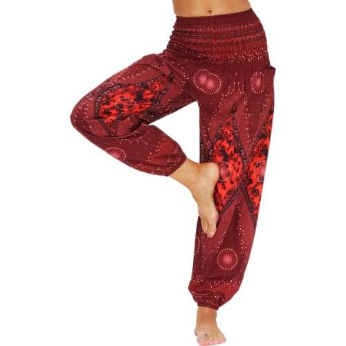 Women Casual Indian Thailand Wide Leg Loose Dance Pants Track Harem Pants Summer Elastic Waist Bloomers Long Pants Штани #T2Q