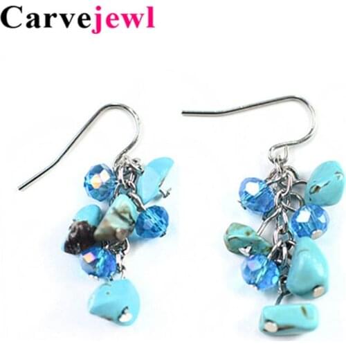 Carvejewl short earrings Chip Gem Stone cluster pendant drop dangle earrings for women jewelry cute romantic new Korean earrings