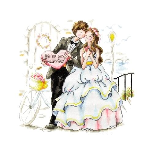 Gold Collection Lovely Counted Cross Stitch Kit Our Brilliant Wedding Day We've Got Married Love Bride and Groom SO