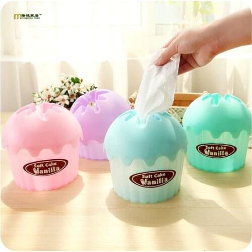 1PC Tissue Boxes creative cute ice cream cake towel tube with bath/toilet paper tissue box car kit Toothbrush Cup LF 011