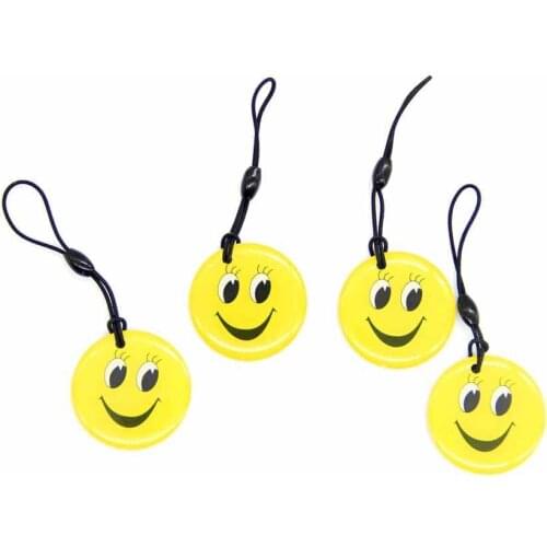 1Pcs RFID Key 1K 13.56MHz Changeable Rewritable UID S50 Circular Dropping Glue Cartoon Trinket Key Ring Fob Token Tag Card