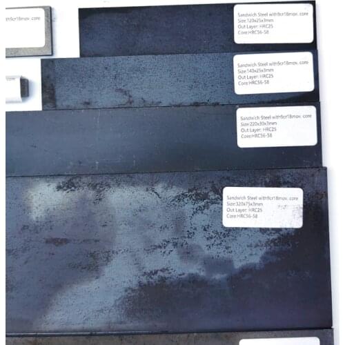 1Piece Chef knife blade steel blanks sandwich steel 3-layer Knife blade steel blank HRC56-58 knife making steel