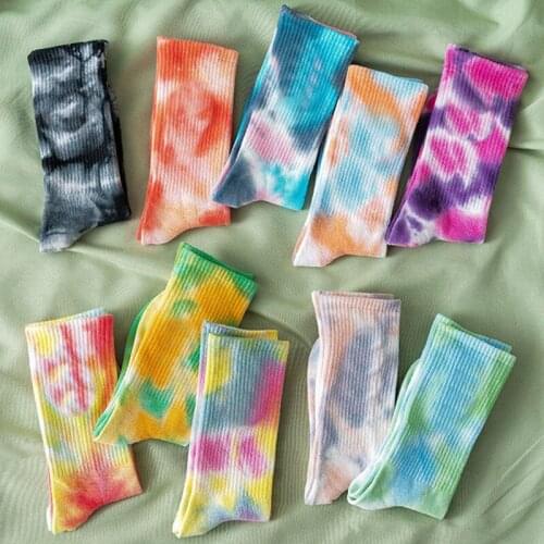 2020 Cotton Skate Socks Men Women Sock Knee-high Funny Cycling Running Hiking Tie Dye Sox Harajuku Hip Hop Happy Socks
