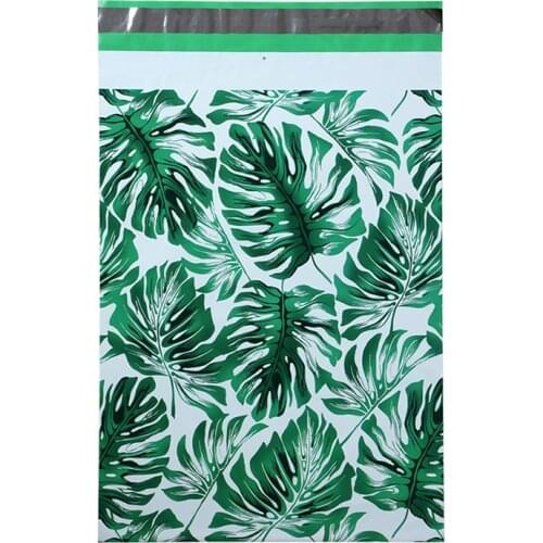 3 Sizes New Arrival Shipping Bag Green Leaves Plastic Courier Bags Self Seal Adhesive Poly Mailers Express Mailing Bags 100Pcs